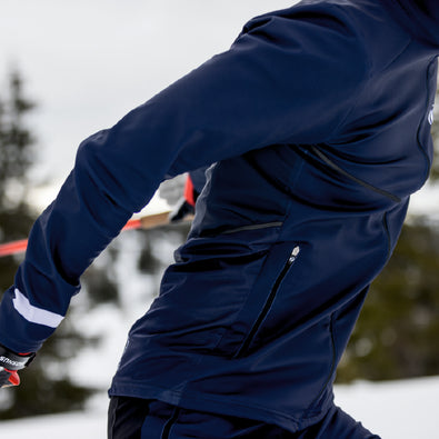 Close-up of the side of Ace skijacket for men.