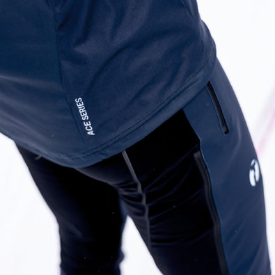 Close-up of the Ace skipants, showing the back elastic material and reflective seams.