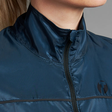 Details on the Fast running jacket from Trimtex showing the reflecs and chin guard function