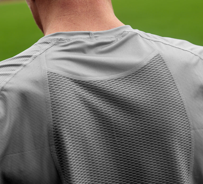Closeup of the Fast t-shirt back area showing the large ventilation panel